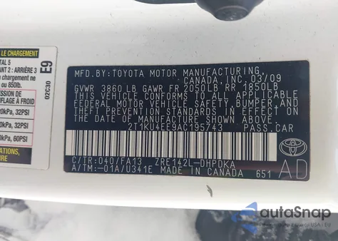 2010 Toyota Matrix z USA, uszkodzony, nr VIN 2T1KU4EE9AC195743